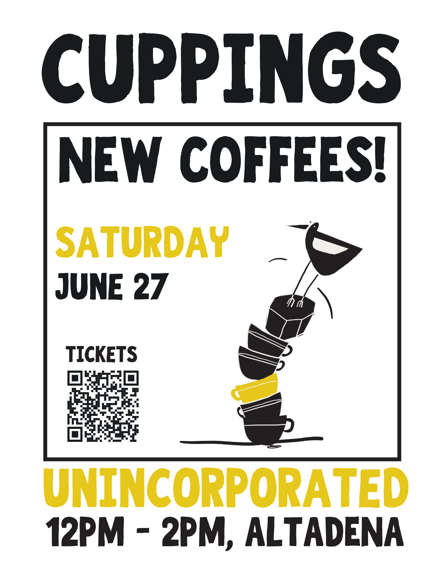Unincorporated Coffee Roasters cupping experience flyer — June 27 2026, The Nest Altadena